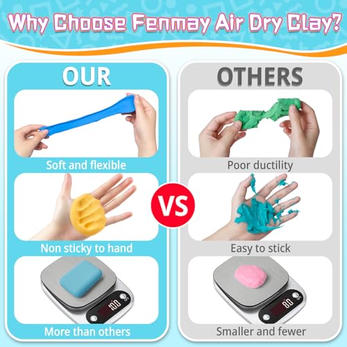 Air Dry Clay, 50 Colors Modelling Clay Kit, Ultra Light Non-Toxic Air Drying Clay for Kid, Magic Clay with 3 Clay Tools & Guidebook, Arts and Crafts Kits for Kids Boys Girls Toys - Image 4