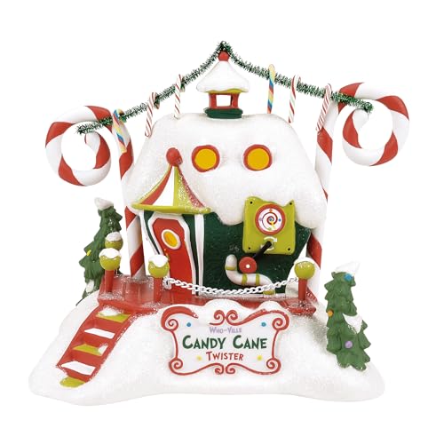 Department 56 Dr. Seuss Grinch Village Who-Ville Candy Cane Twisters Light Up Building 7 Inch Multicolor
