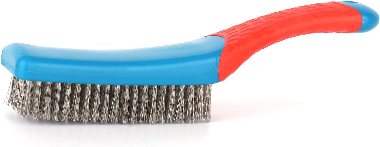 Wire Brushes for Rust Removal - Stainless Steel Wire Metal Brush for Cleaning Concrete, Paint Remover for Concrete & Grill Rust Remover with Ergonomic Handle (15.5x3.5cm)