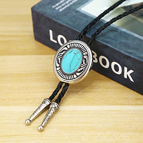 Image of Btilasif Bolo Tie- Tiger Eye Stone Bolo Tie Leather Necktie Western Jewelry Accessories for Women Men