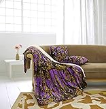 Regal Comfort The Woods Luxury 3pc Set Purple Sherpa 50'x70' Fleece Blanket and 18'x18' Plush Throw Pillows Home Collection - Siesta Throw Blankets with 2pc Decorative Pillows for Sofas and Couches