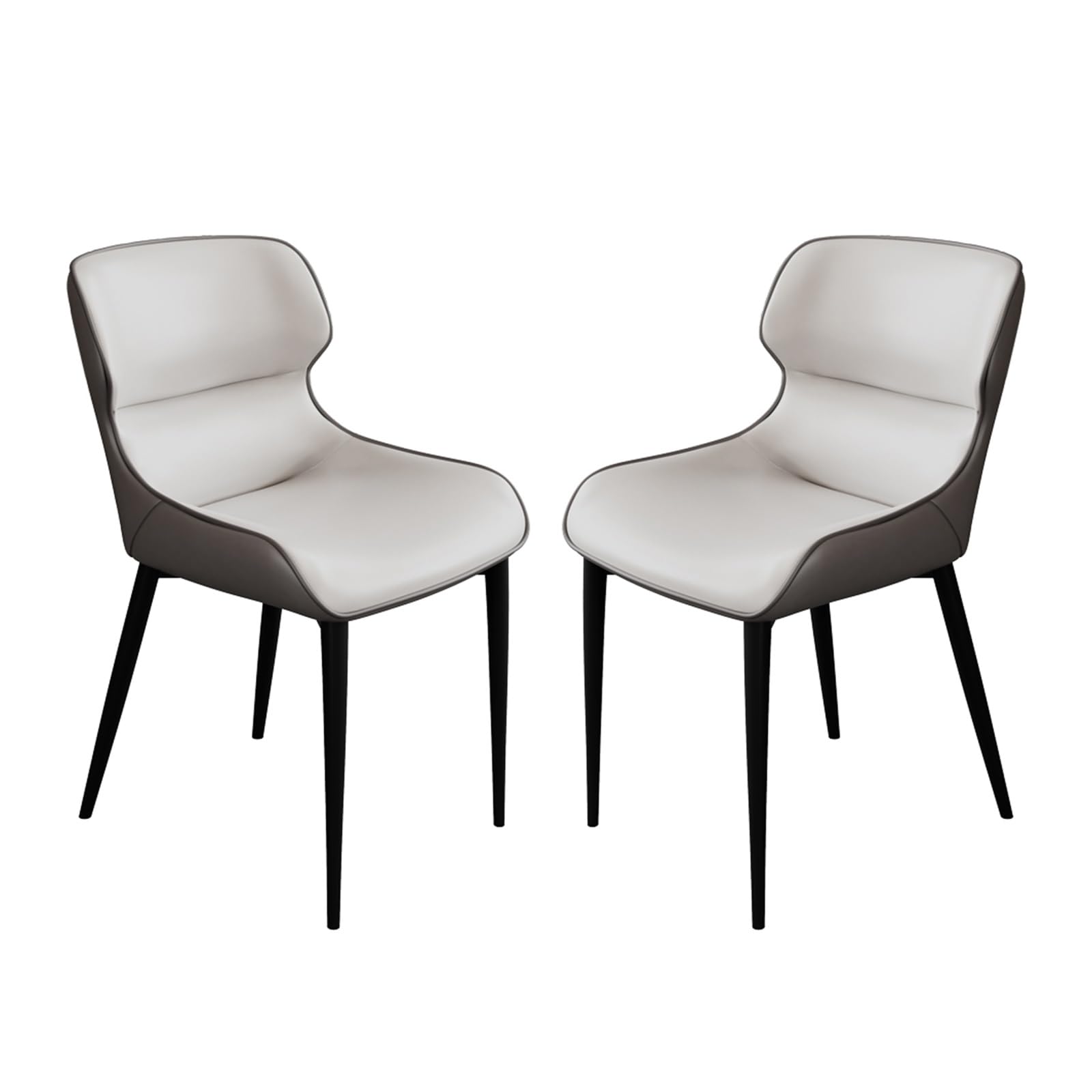 Chaises de salle à manger en cuir gris pour petit espace | Lot de 2