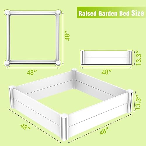 Miniatura 6 de Kdgarden Kit de cama de jardín elevada de 4 x 4 pies para exteriores, caja de jardín sobre el suelo para cultivar verduras, flores, hierbas,