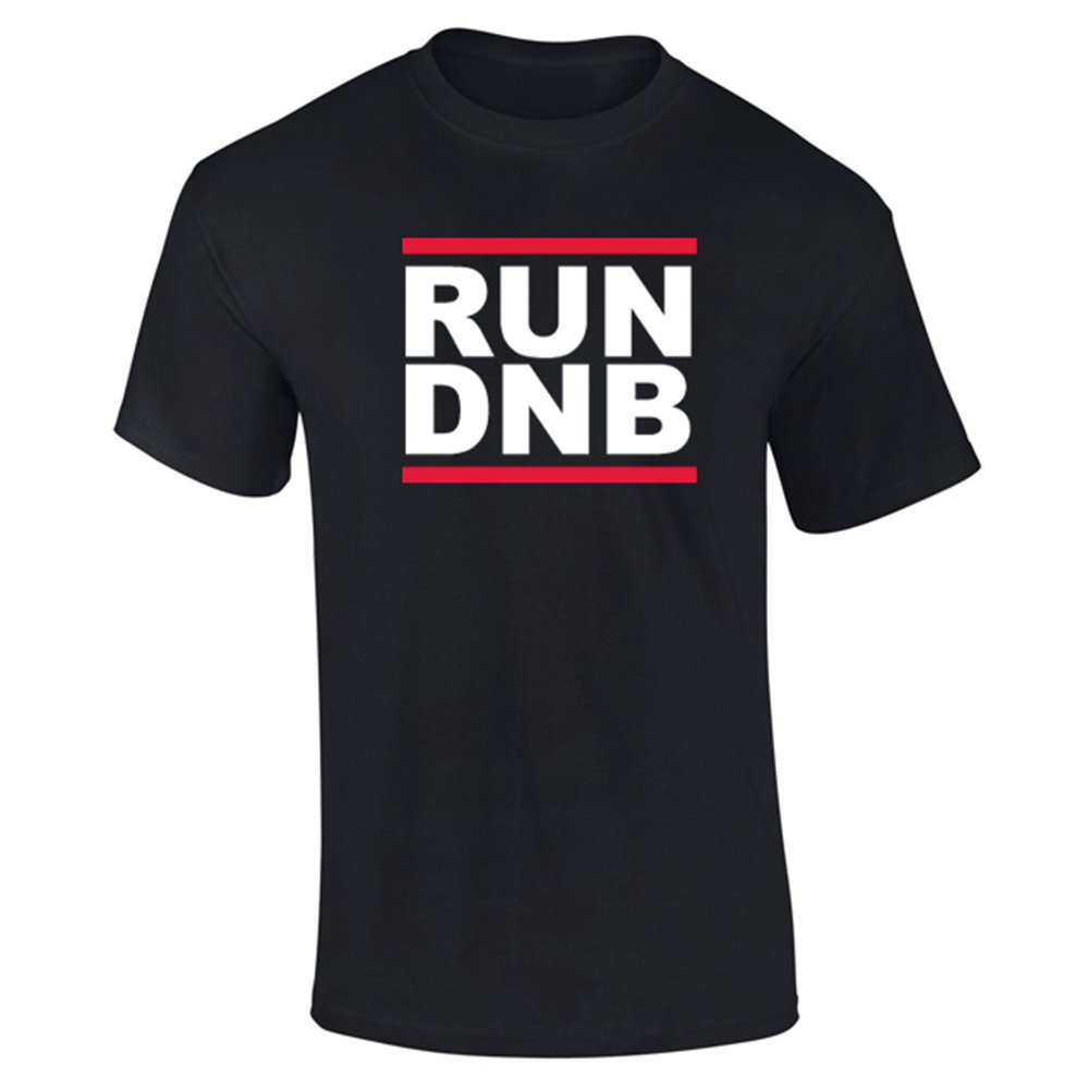 Flip Men's Black Run Dnb Drum N Bass Run Dmc Logo Style T-Shirt (Xl)