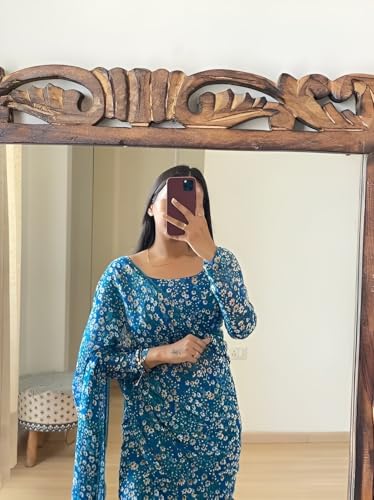 Image of StyleScope Women's Georgette Printed Lace Bordered Ready To Wear One Minute Saree With Print Unstitched Blouse Piece (RTW Mix Free Size)
