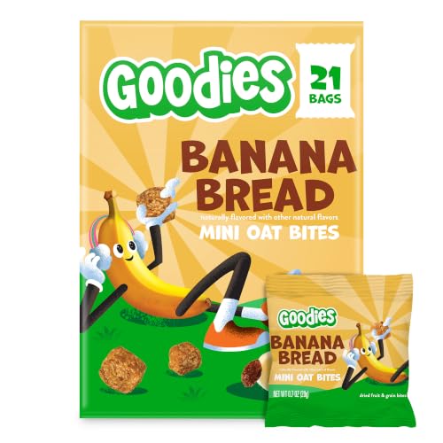 Image of Goodies Banana Bread Mini Oat Bites, Gluten Free Kids Snack, 21 Snack Packs | Dried Fruit & Grain Snack for Kids, No Artificial Colors, Flavors, or Preservatives, No Added Sweeteners, Non-GMO, Nut-Free