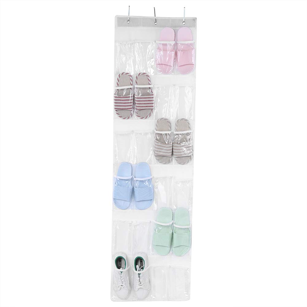 Ymiko Shoe, Hanging Shoe with Large Capacity 24 Pockets Hanging Transparent Shoes Bags Over The Door for Door, Cabinets and Other Places