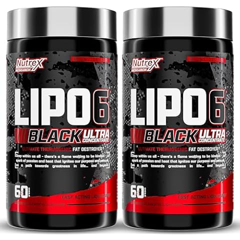 Nutrex Research Lipo-6 Black Ultra Concentrate Thermogenic Fat Burner Supplement, Increase Weight Loss, Energy & Intense Focus 120 Diet Pills Cover