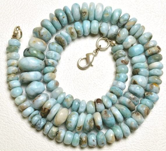 Larimar perles rondelles naturelles de 6 à 12 mm pour création de collier fait main