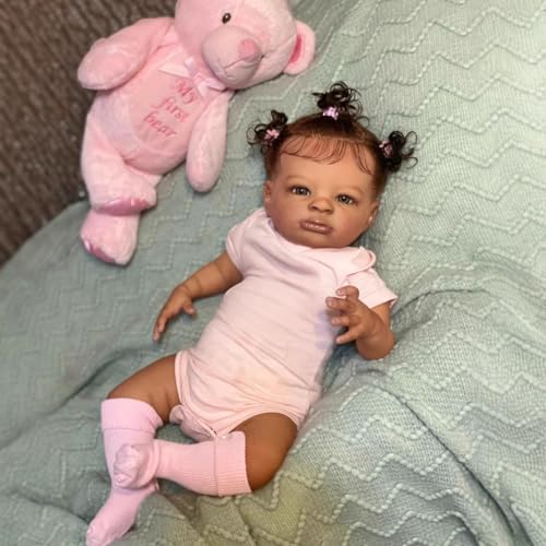 Muñeca bebé reborn negra 20 pulgadas realista miniatura 2