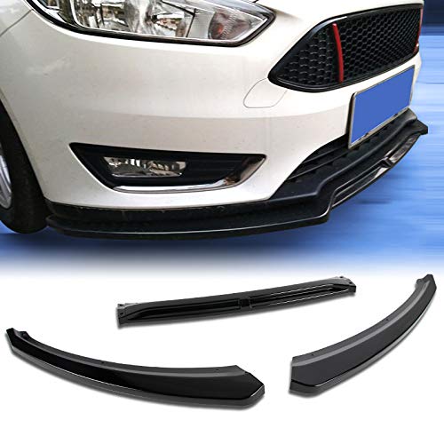 EPARTS 3 Pieces Black Front Bumper Lip Spoiler Splitter Body Kit Protection Fit for 2012-2018 Ford Focus