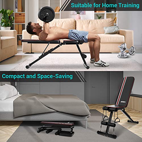 ONETWOFIT Adjustable Weight Bench, Foldable Workout Bench with Incline Decline Flat, Weight Lifting Sit Up Ab Bench for Full Body Exercise OT226