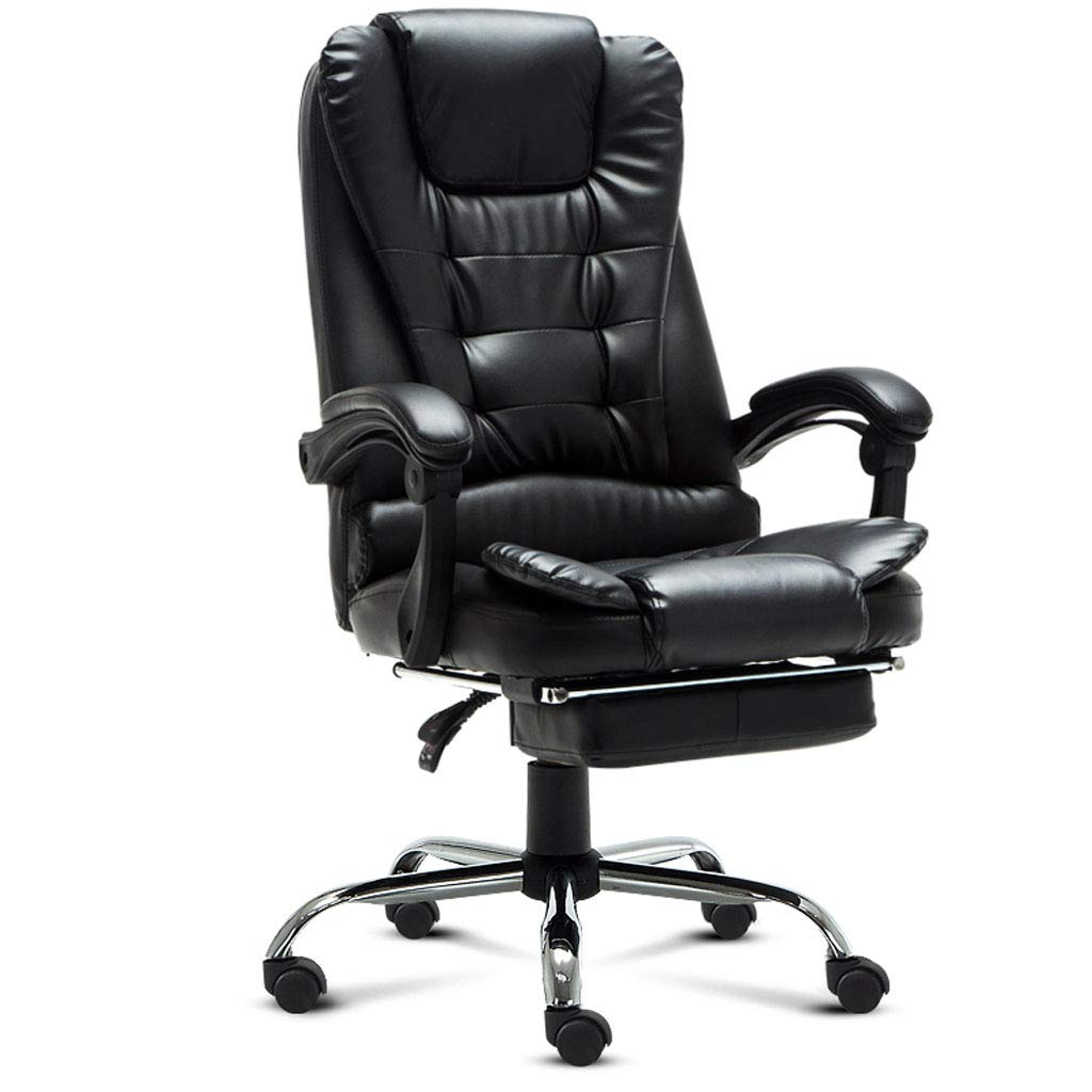 Office Chair Mat High Back and Comfort Padding Ergonomic Seat PU Leather with Footrest Back Lumbar Support for