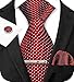 TIE G 4pcs Stripe Plaid Mens Ties Set in Premium Black Gift Box: Woven Necktie and Pocket Square, Cufflinks, Tie Clip for Formal Business Prom Wedding (B1-Red White Dots)