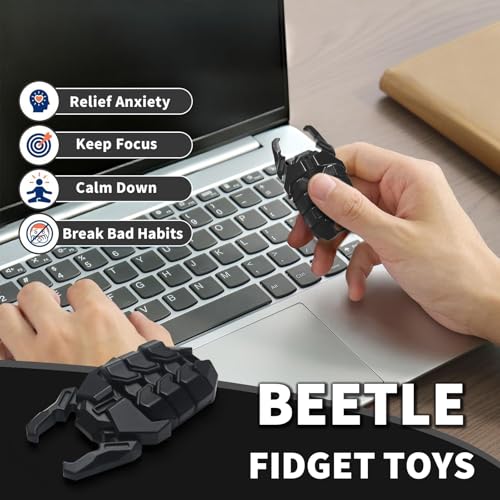 Beetle Fidget Toys Adults, Metal Fidget Toys Fidget Clicker, Creative Beer Bottle Opener, Office Executive Desk Toy for Stress Relief, Anxiety & ADHD, Focus Tool for Men & Women (Black) - Image 3