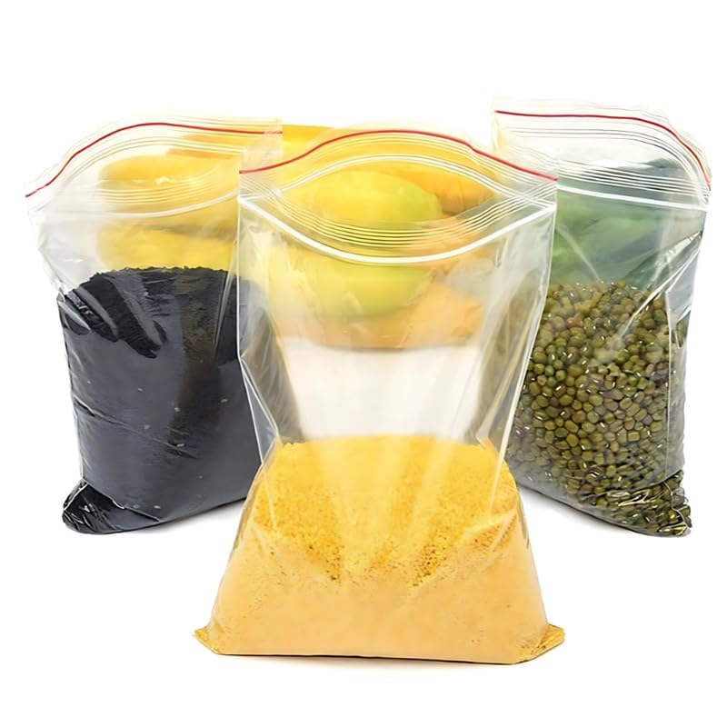 Image of Success Stationery 5 X 7 inch 100 Pieces Premium Ziplock Bags Freezer /Microwave Safe Ziplock Pouch Fridge Food Vegetable Storage Bags Re-Usable, Washable, Transparent BPA Free