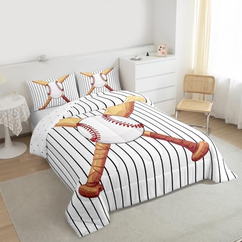 Image of Feelyou Baseball Comforter Set King Size Bedding Set for Kids Teens