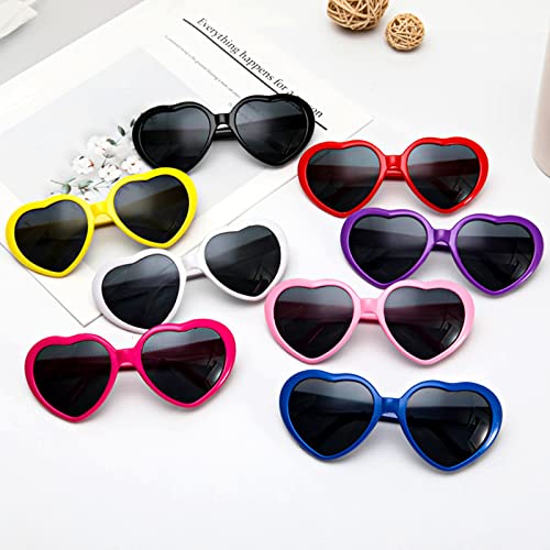 YQVIE Heart Shaped Sunglasses with Heart Effect for Women Light Changing Heart Effect Diffraction Glasses for Party Supplies (Black/White/Red/Pink)3