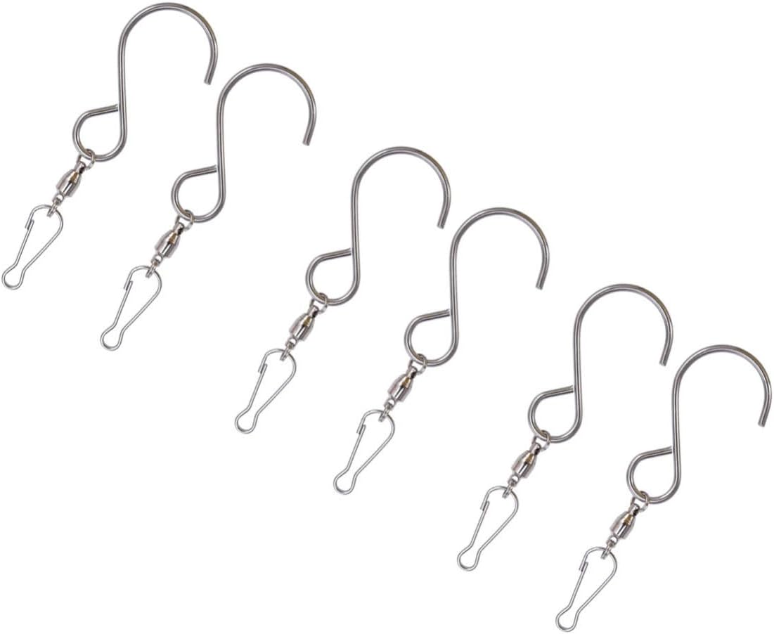 6pcs Stainless Steel S-Shaped Hooks with 360° Rotating Design, Lightweight and Sturdy Lantern Hooks for Bird Cage Hanging and Outdoor Use
