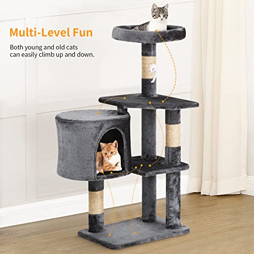 Image of BestPet | 36 inch Cat Tree Tower | Light Gray | Sturdy Multi-Level Cat Tree