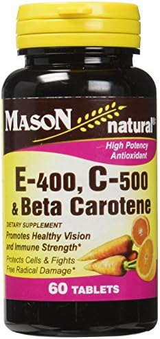 MASON NATURAL Vitamin E, C & A (Beta Carotene) - High Potency Antioxidant Formula to Fight Free Radicals and Support Overall Health*, 60 Tablets
