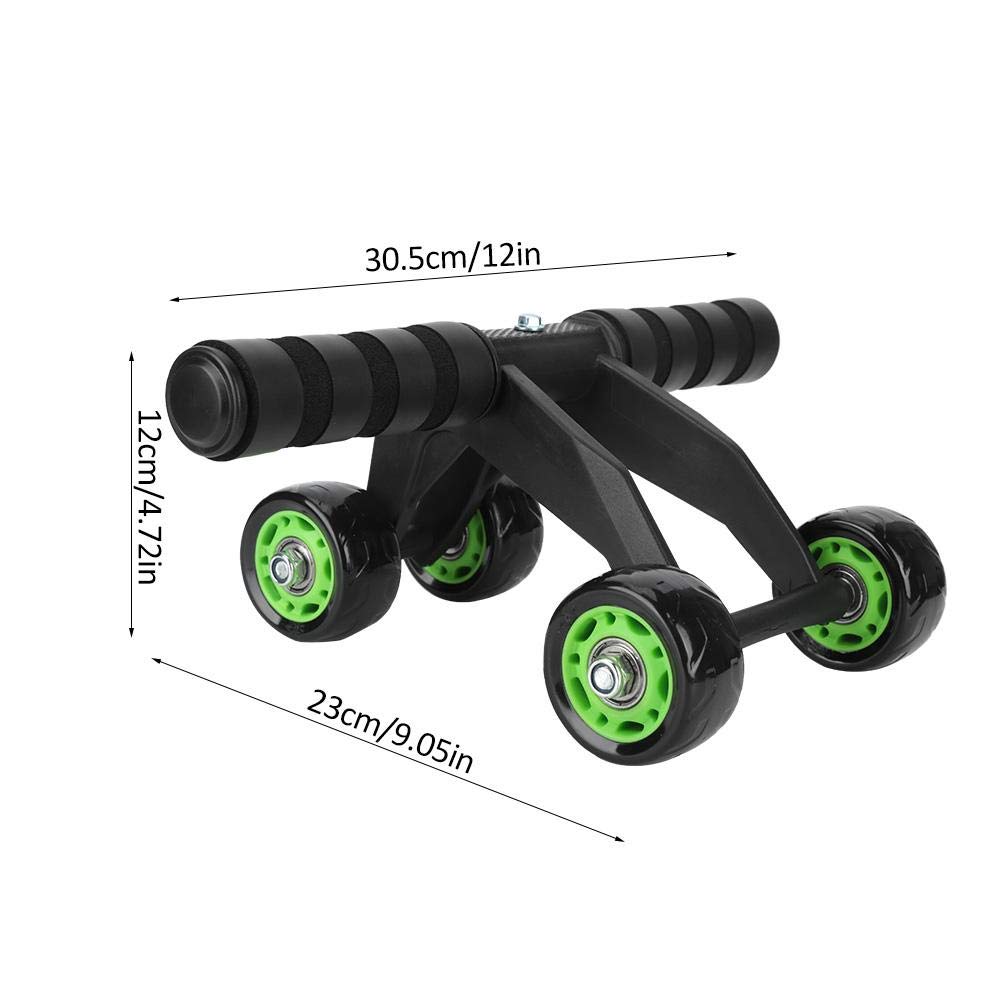 Bauchmuskel-Roller für Bauchmuskeltraining, 4 Räder, Workout-System, mit Knieschoner, Trainingsgerät für Zuhause, Bauchmuskeltraining, für Männer/Frauen (grün + schwarz)