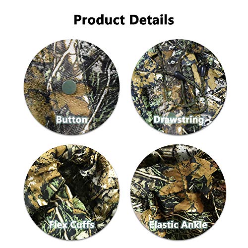 Ghillie Suit,Adult 3D Leafy Camouflage Ghillie Suit Youth Outdoor Woodland Hunting Suit Camo Outfit Ghillie Suit for Men Jungle Wild Animal Photography for Hunters, Military and Paintball - Thumbnail 6