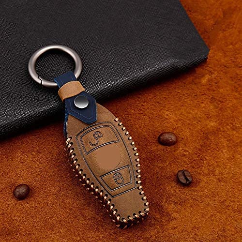 ベンツ専用 Benz汎用品 スマートキーケース キーホルダー キーケース キーバック キーカバー (ブラウン, Bタイプ)