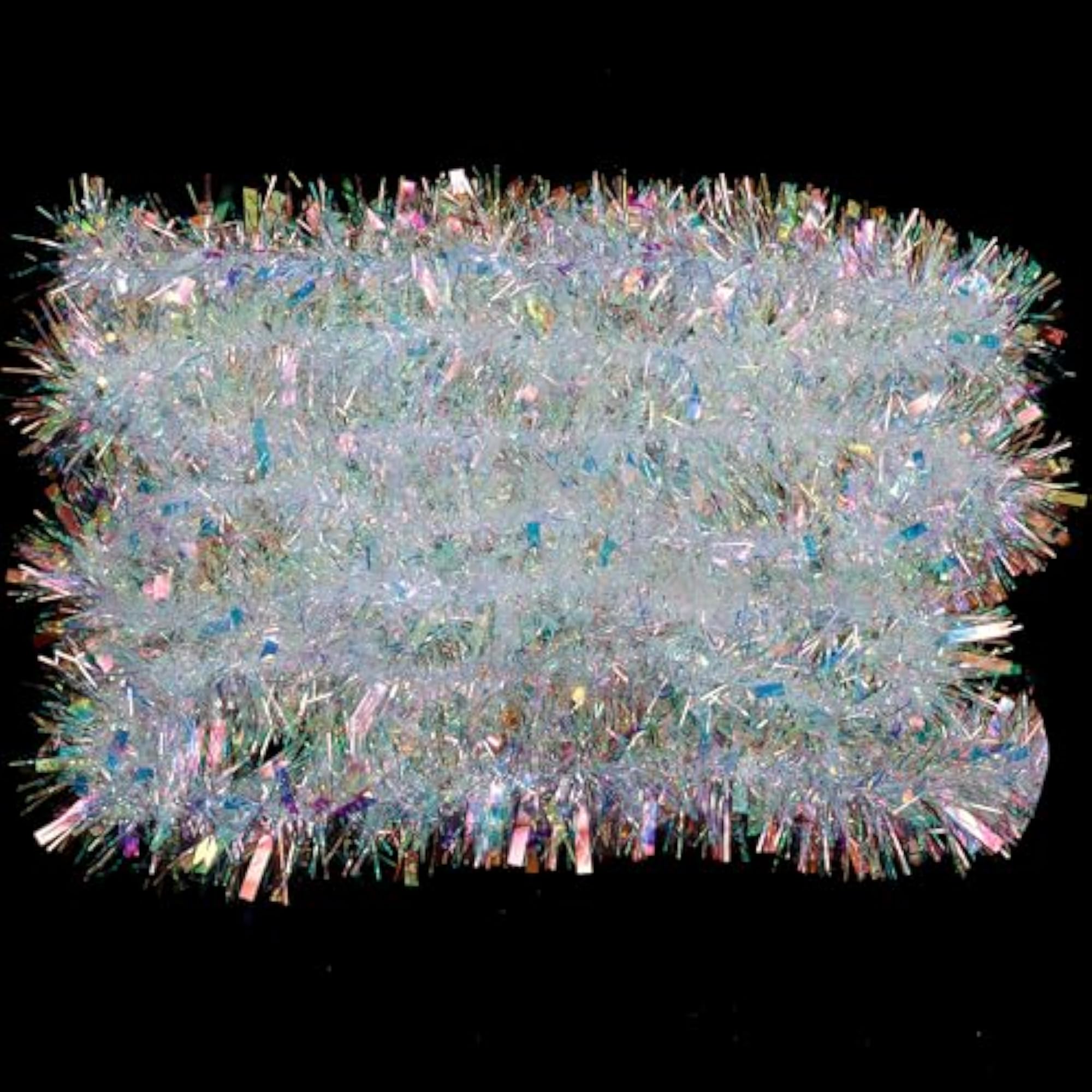 26.2 Ft Iridescent Tinsel Garland, Festive Decor