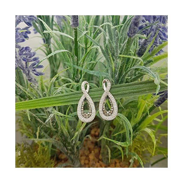 Dazzlingrock Collection 0.45 Carat (ctw) Champagne & White Diamond Ladies Infinity Loop Drop Earrings 1/2 CT, Sterling Silver - Image 6