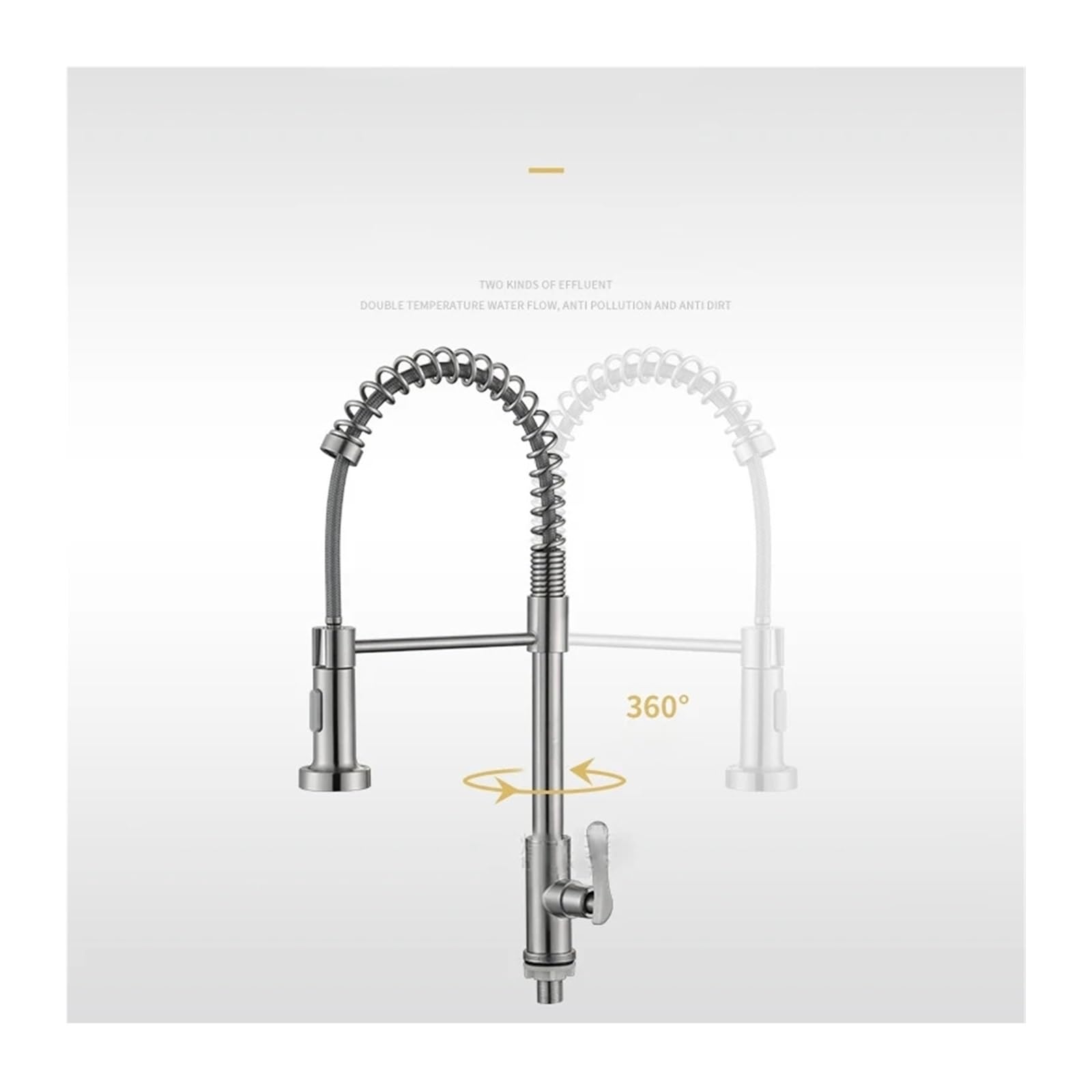 Grifo de Cocina Moderno de Acero Inoxidable con rociador extraíble, Monomando de Pared, para Lavabo de Agua fría, Mezclador Duradero para baño y renovación del hogar (Dorado).