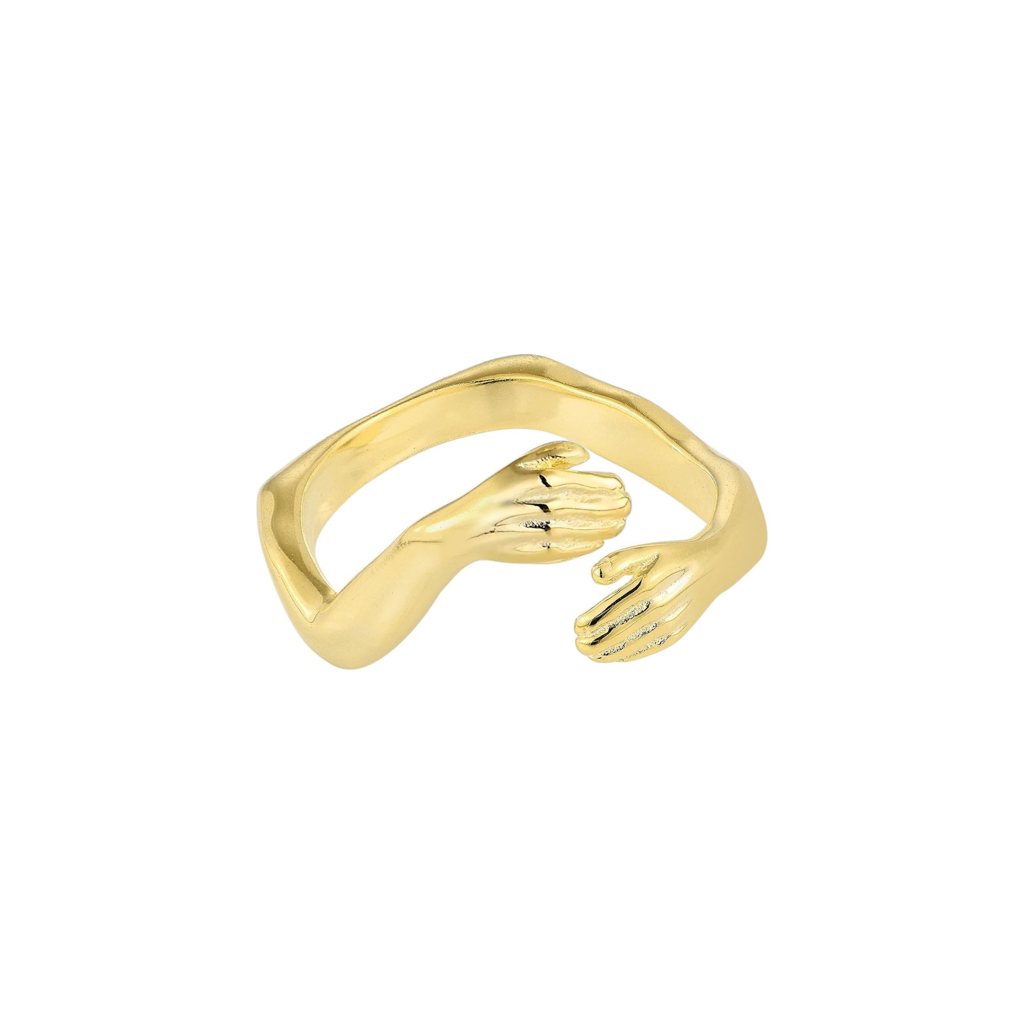 Gold Umarmender Ring, Gold Offener Ring, Vergoldet Hug Ring, Verstellbarer Ring, Umarmungsring 925 Sterling Silber, Geschenk für Sie
