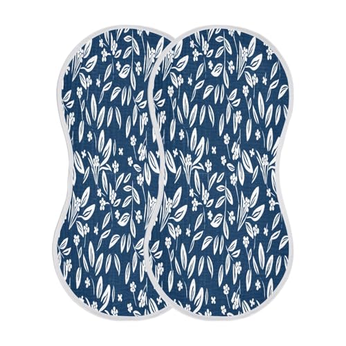 Kigai Small Flowers Burp Cloths for Baby 4-Layer Cotton Muslin Burping Cloths 22x11 inch Super Soft & Absorbent Spit Up Burp Rags for Newborn Boys Girls 2 Pack