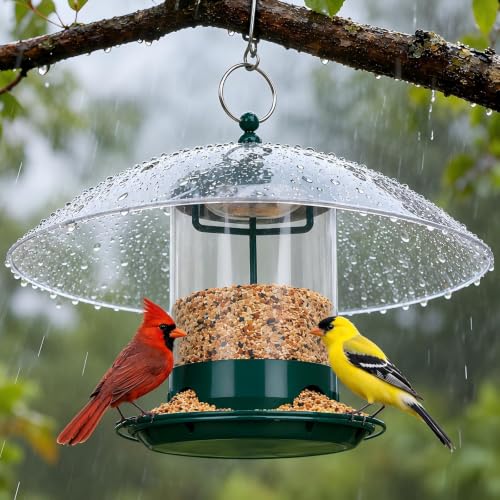 Gbekery Metal Hanging Bird Feeder with Dome