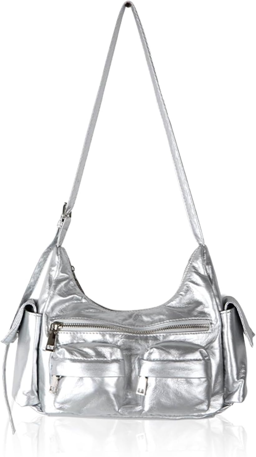 Genuine Leather Hobo Shoulder Bag for Women - Y2K Black Crossbody Purse for Work & Daily Use