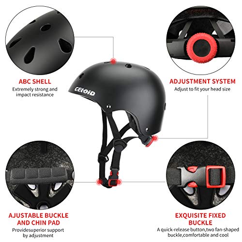image for CELOID Kids Helmet Pad Set - Adjustable Kids Skateboard Bike Helmet, K