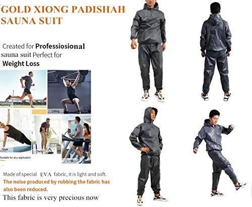 GOLD XIONG PADISHAH 2020 Upgrade New EVA Heavy Duty Sweat Sauna Suit | Anti-Rip Full Body Sweat Suits Exercise Gym Suits Fitness | Weight Loss Sauna Suit for Women Men (Size 3XL,Blue)