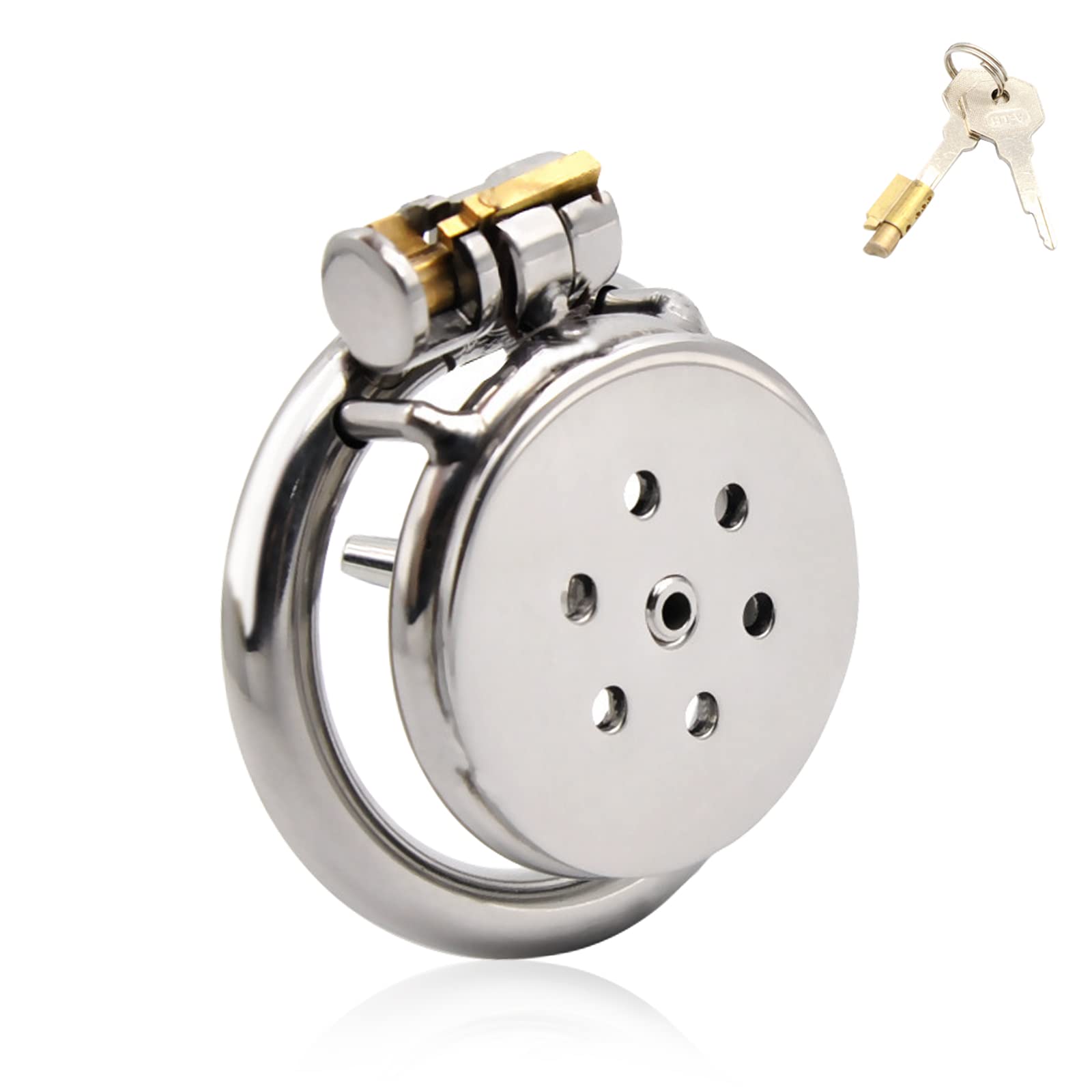 BDSMLOVE Piatto Chastity cage con Dilatatore uretrale, gabbia castità per uomo, gabbia castità per uomo, uomo pene Cock cage per Prevenire L'erezione (M-50mm)
