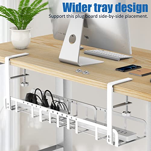 Upgraded Retractable Under Desk Cable Management Tray, 24 Inch Adjustable Under Desk Cord Management Keep Your Cables Organized And Tidy, No-Drilling Wire Management Tray For Home Office (White) #TOP4