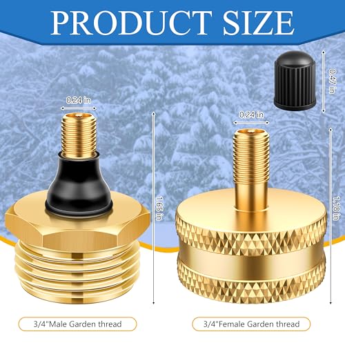 Image of 5PCS RV Antifreeze Brass Blow Out Plug for Winterization, RV Blowout Winterizing Adapter Fitting with Tire Valve for Travel Trailer Camper, Air Hose Compatible with Schrader Valve to 3 /4 Garden Hose