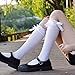 SEMOHOLLI Women Girl's Fashion Knee High Socks With Bow Lace Ruffle Trim Cute Cotton Socks (1 Pairs-white)