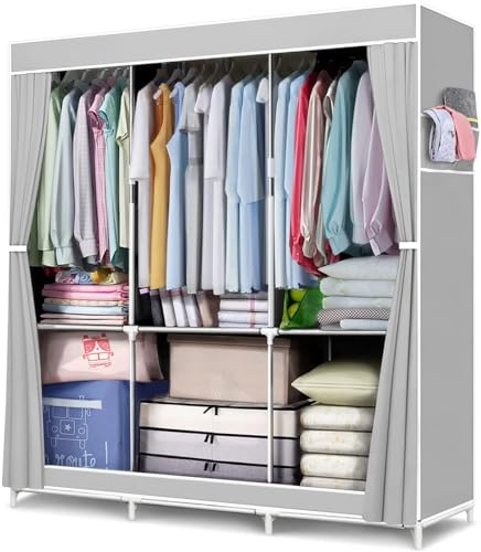 Melhores Guarda Roupa Dobrável Organizador Armário: Organize Seu Espaço com Estilo! 14 Guarda-roupa Portátil Dobrável Armazenagem do Organizadores Guarda Roupa Modulado Solteiro Multiuso (CINZA SILVER)