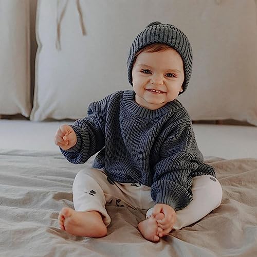 Toddler Boys Girls Knitted Sweater Solid Color Pullover Round Neck Long Sleeve Warm Fashion (Dark Blue, 2-3 Years)3