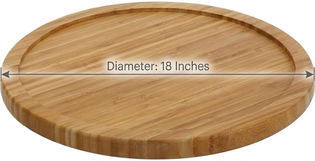 YBM Home Bamboo Wooden Non-Skid Lazy Susan Turntable Fully Rotating Pantry Cabinet