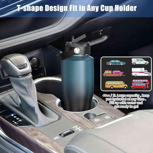 Image of SENDESTAR Water Bottle,Wide Mouth Stainless Steel Vacuum Insulated Double Wall Keep Liquids Cold or Hot All Day,Sweat Proof Sport Design,Fit Car Cup Holder,Dark Green,40 Ounces