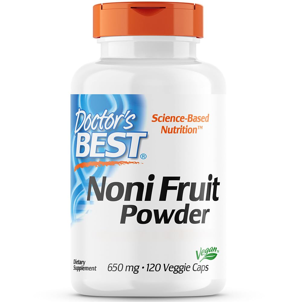 Doctor's Best, Noni Fruit Powder (Poudre de Fruit de Noni), 650mg, 120 Capsules végétaliennes, Testé en Laboratoire, Sans Gluten, Sans Soja, Végétarien