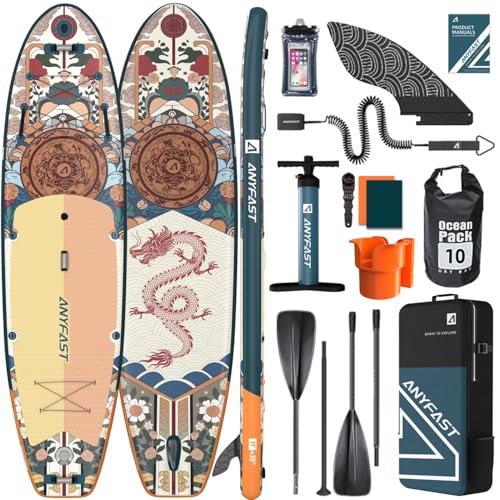 ANYFAST Stand up Paddle-Board-Wide-Inflatable-Fishing-Paddleboard - 11'x35'',450lbs,Extra Wide,Ultra Stable,Non-Slip SUP,Pump,Camera Mount,Leash,Backpack,Kid Handle, Accessories,Youth/Adult