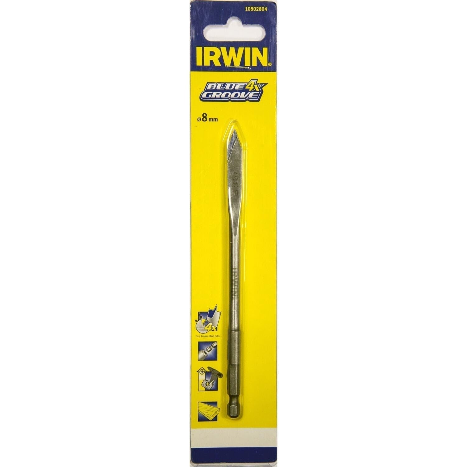 Irwin 10502804 4X Blue Groove Flat Bit, 8mm x 152mm โ image 1