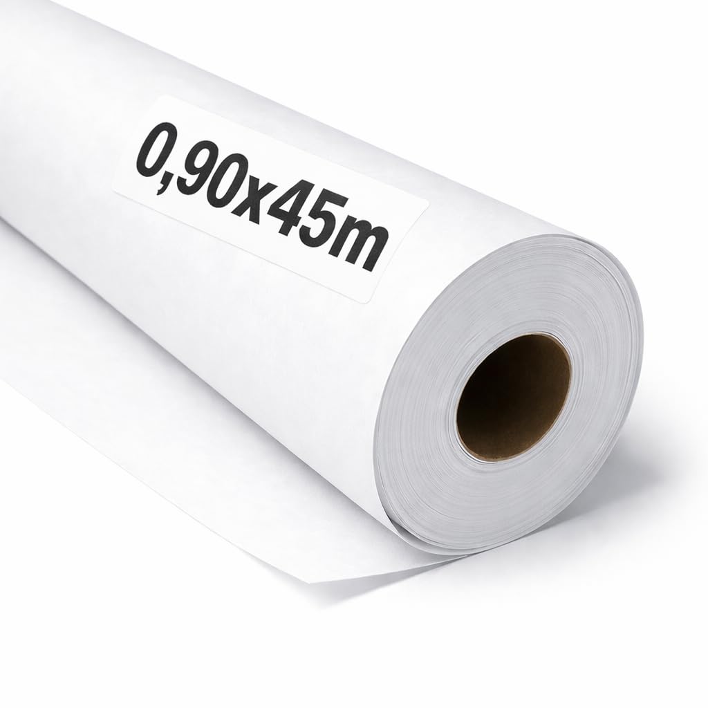 OFITURIA Kraftpapier Weiß – Rolle 0,90 × 45 m – 6 Rollen – Verpackungspapier Und Geschenkpapier – Bastelpapier Für DIY, Dekoration Und Schnittmuster – Reißfest Und Leicht Zuschneidbar