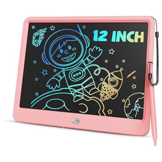 ORSEN LCD Writing Tablet 12 Inch, Colorful Doodle Board Drawing Tablet, Erasable Reusable Writing Pad, Educational for 3-8 Year Old Girls Boys(Pink)